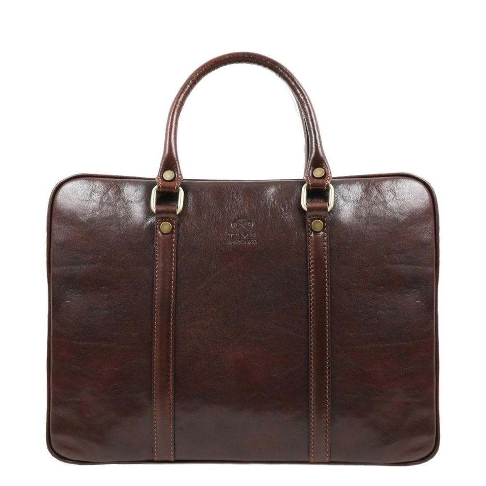 Men's Brown Leather Briefcase - Classic Professional Tote